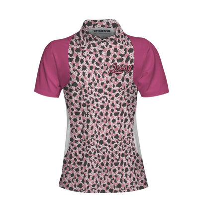 Golf Custom Name Women Polo Shirt, I Know I Play Like A Girl Try To Keep Up, Leopard Pattern Personalized Women Polo Shirts, Gift For Ladies, Golfers - Amzanimalsgift
