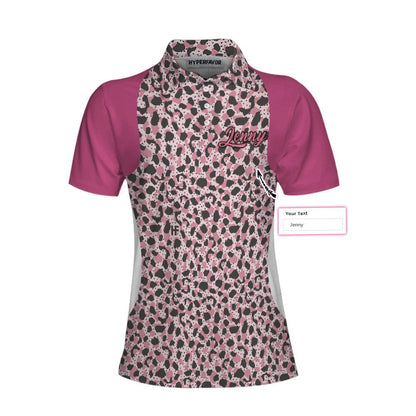Golf Custom Name Women Polo Shirt, I Know I Play Like A Girl Try To Keep Up, Leopard Pattern Personalized Women Polo Shirts, Gift For Ladies, Golfers - Amzanimalsgift