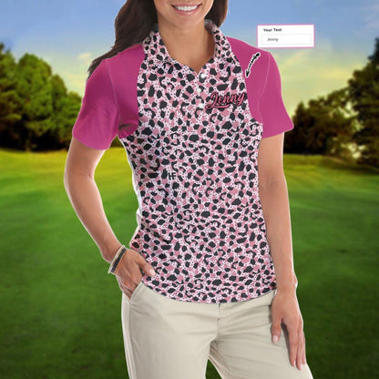 Golf Custom Name Women Polo Shirt, I Know I Play Like A Girl Try To Keep Up, Leopard Pattern Personalized Women Polo Shirts, Gift For Ladies, Golfers - Amzanimalsgift