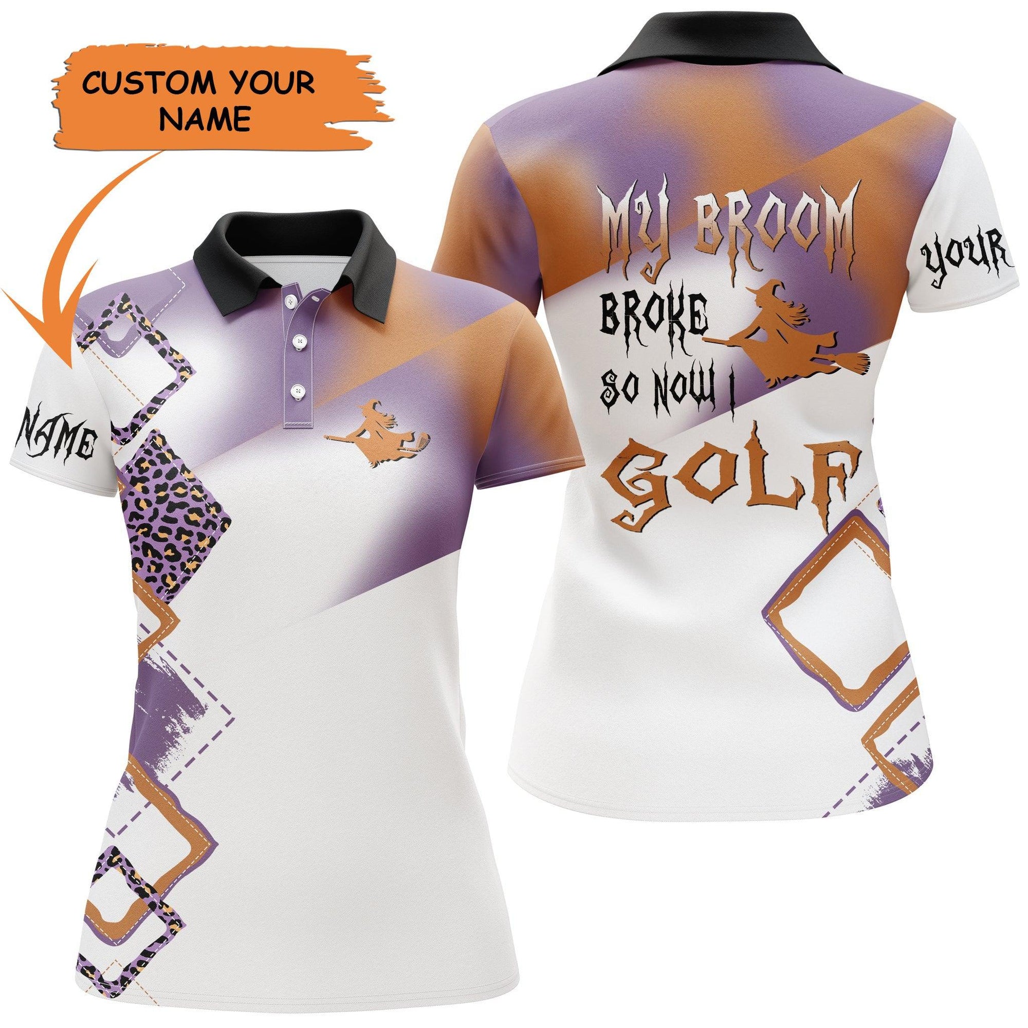 Golf Custom Name Women Polo Shirt, My Broom Broke So Now I Golf Halloween Personalized Women Polo Shirt, Perfect Gift For Ladies, Golf Lovers, Golfers - Amzanimalsgift