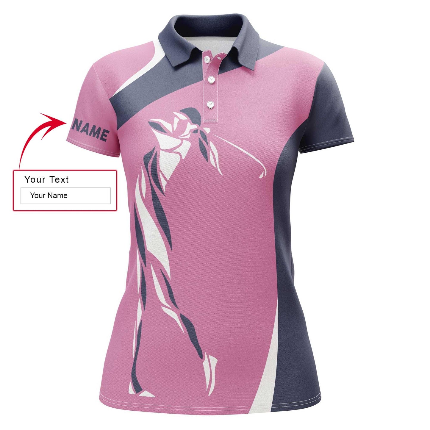 Golf Custom Name Women Polo Shirt, Personalized Pink Women Polo Shirts, Unique Gift For Golfers, Ladies, Golf Sport Lovers - Amzanimalsgift