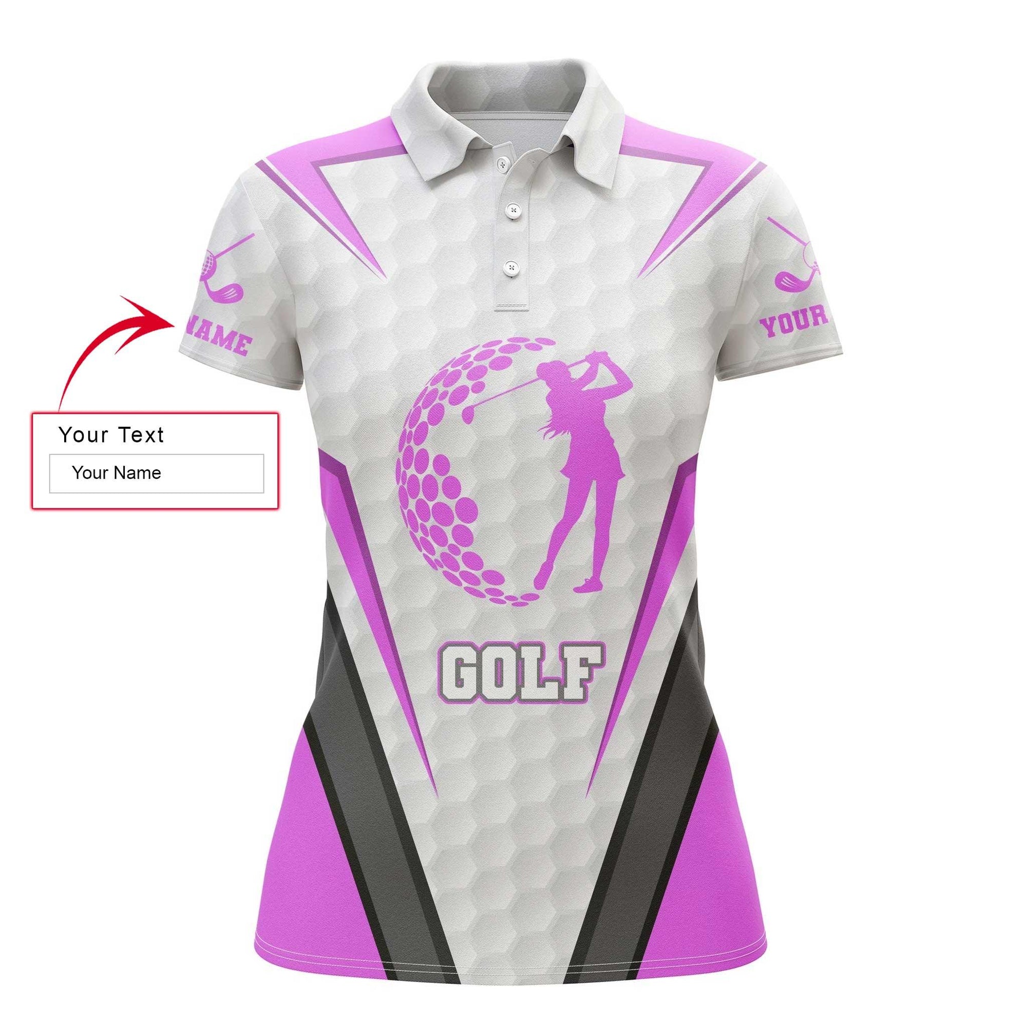 Golf Custom Name Women Polo Shirt, Personalized Purple Pink White Women Polo Shirts, Unique Golf Gift For Ladies, Golfers, Golf Sport Lovers - Amzanimalsgift