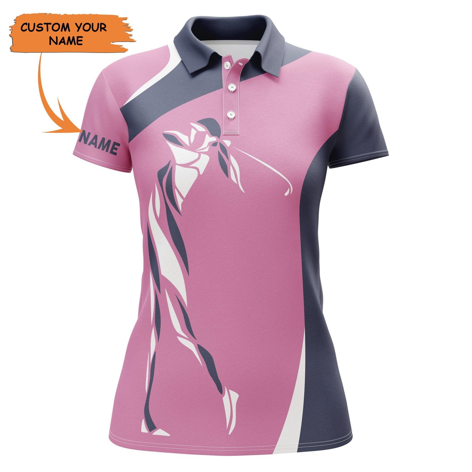 Golf Custom Name Women Polo Shirt, Pink Women Golf Polo Shirt, Girl Golf Personalized Women Polo Shirt - Perfect Gift For Ladies, Golf Lovers, Golfers - Amzanimalsgift