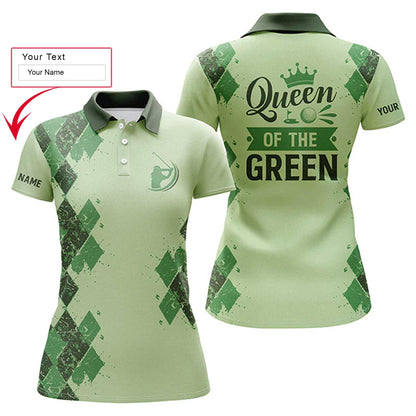 Golf Custom Name Women Polo Shirt, Queen Of The Green Personalized Women Polo Shirts, Funny Golf Gift For Ladies, Golfers, Golf Lovers - Amzanimalsgift