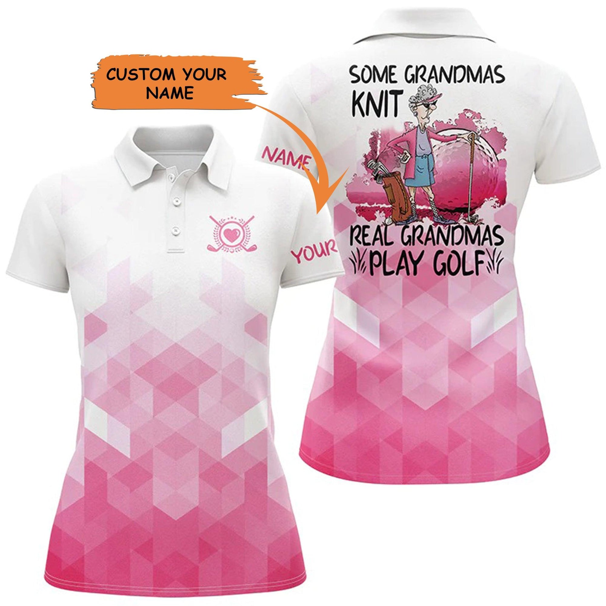 Golf Custom Name Women Polo Shirt, Some Grandmas Knit Real Grandmas Play Golf Personalized Women Polo Shirt - Gift For Ladies, Golf Lovers, Golfers - Amzanimalsgift