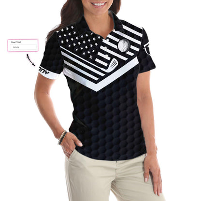 Golf Custom Name Women Polo Shirt, Swing Swear Drink Repeat Black Personalized Women Polo Shirts, Golfing Gift For Ladies, Golfers, Golf Lovers - Amzanimalsgift