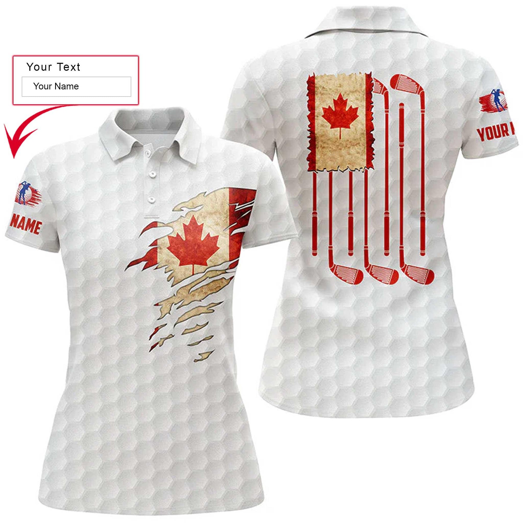 Golf Custom Name Women Polo Shirt, Vintage Canada Flag Golf Clubs Patriot Personalized Outfit Women Polo Shirts, Gift For Ladies, Golf Lovers, Golfers - Amzanimalsgift