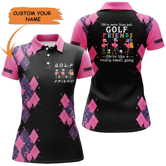 Golf Custom Name Women Polo Shirt, We're More Than Just Golf Friends Black Personalized Women Polo Shirt - Perfect Gift For Golf Lovers, Golfers - Amzanimalsgift