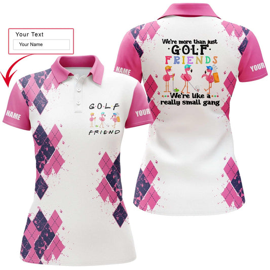 Golf Custom Name Women Polo Shirt, We're More Than Just Golf Friends Flamingo, Funny Personalized Women Polo Shirts, Gift For Ladies, Golf Lovers - Amzanimalsgift