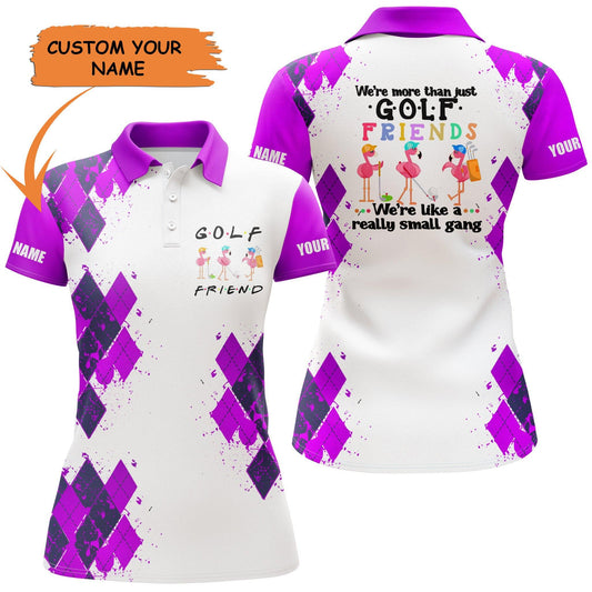 Golf Custom Name Women Polo Shirt, We're More Than Just Golf Friends Flamingo Personalized Women Polo Shirt - Perfect Gift For Golf Lovers, Golfers - Amzanimalsgift