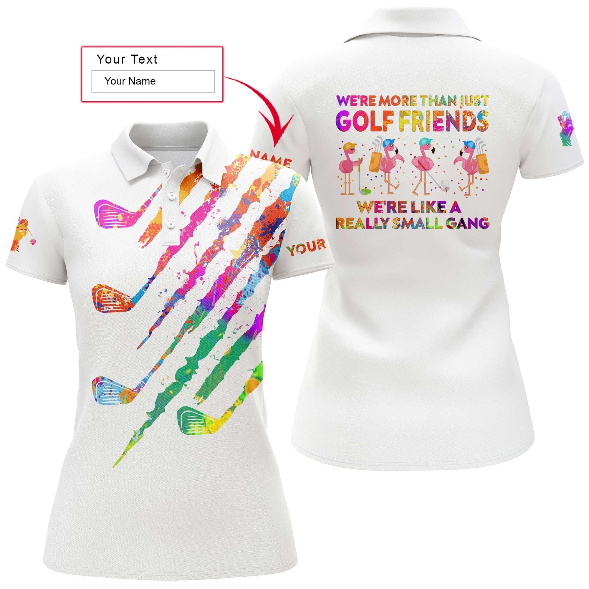 Golf Custom Name Women Polo Shirt, We're More Than Just Golf Friends Watercolor Flamingo Funny Personalized Women Polo Shirts, Gift For Ladies, Golfer - Amzanimalsgift