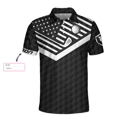 Golf Customized Name Men Polo Shirt, Black And White American Flag, Golfer Grip It Rip It Sip It Polo Shirt, Personalized Gift For Golfers, Golf Lovers - Amzanimalsgift