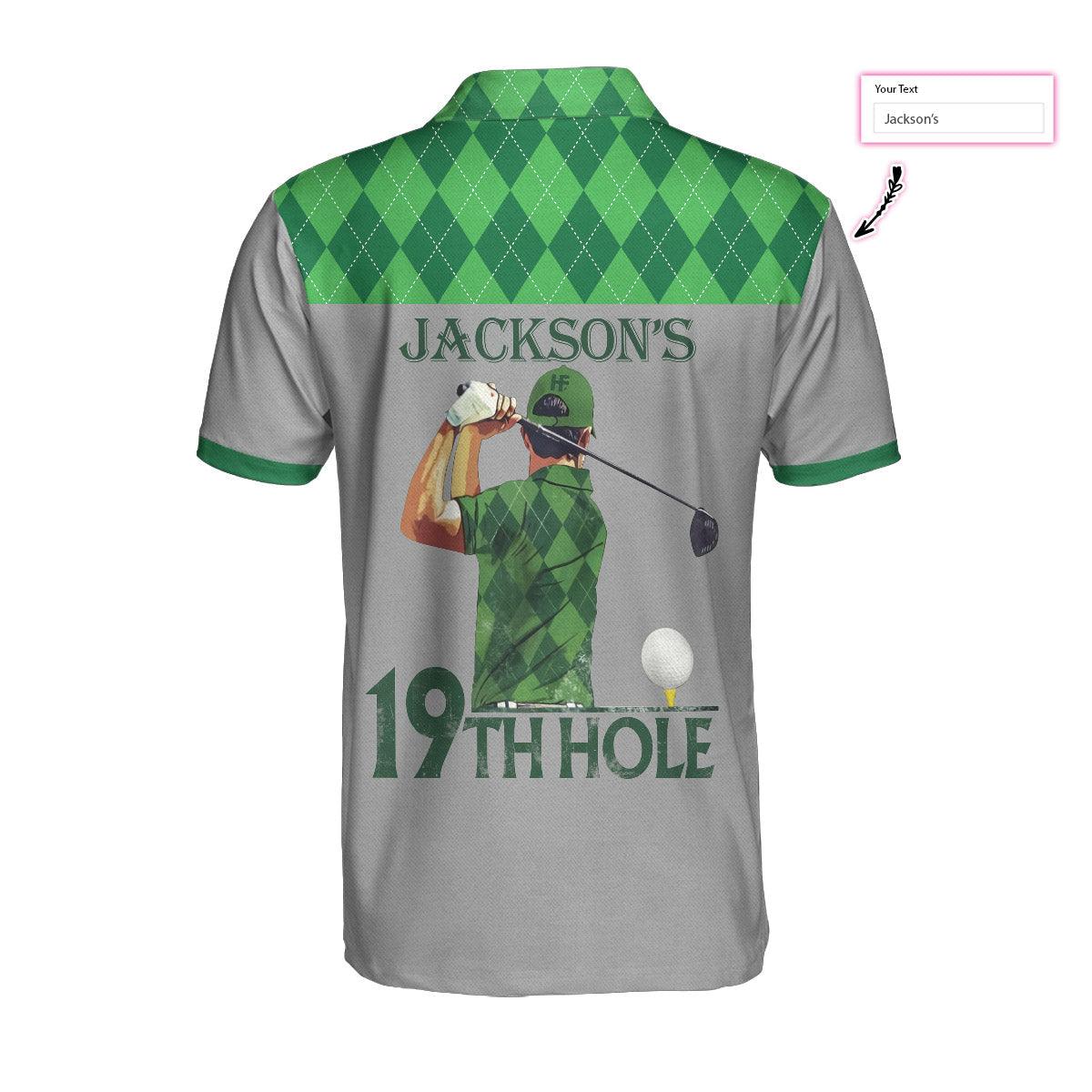 Golf Customized Name Men Polo Shirt, Green Argyle Pattern Golf Polo Shirt For Men, Personalized Golf Polo Shirt Name 19TH Hole - Gift For Golfers, Golf Lovers - Amzanimalsgift