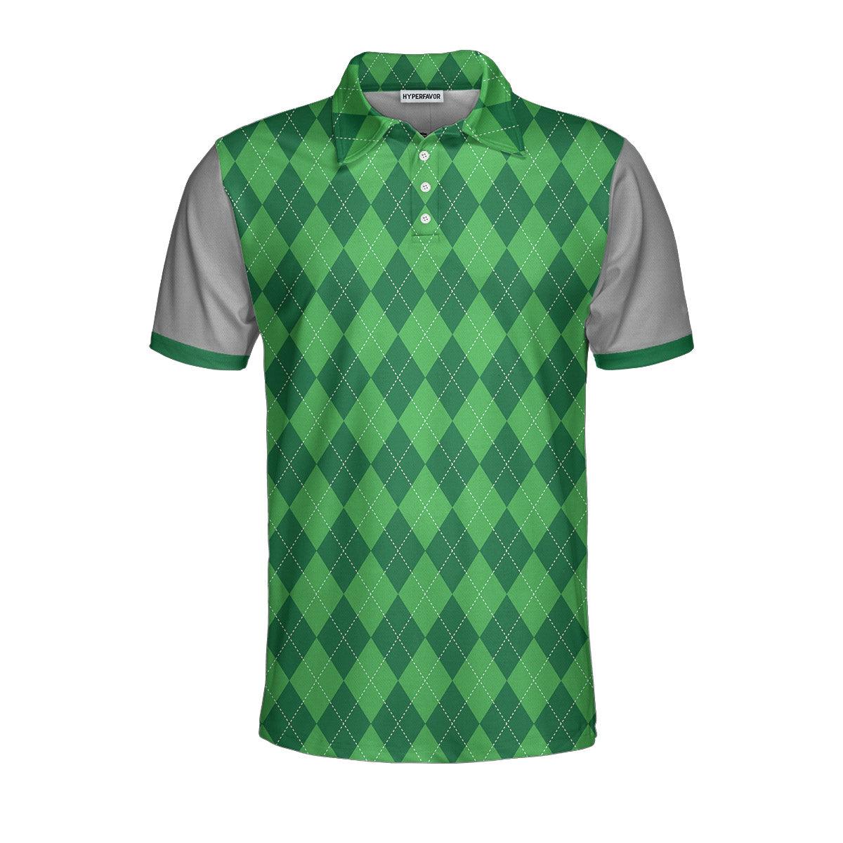Golf Customized Name Men Polo Shirt, Green Argyle Pattern Golf Polo Shirt For Men, Personalized Golf Polo Shirt Name 19TH Hole - Gift For Golfers, Golf Lovers - Amzanimalsgift