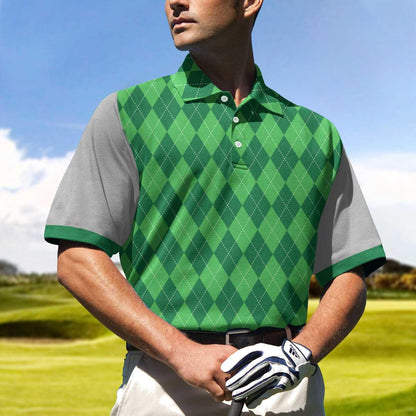 Golf Customized Name Men Polo Shirt, Green Argyle Pattern Golf Polo Shirt For Men, Personalized Golf Polo Shirt Name 19TH Hole - Gift For Golfers, Golf Lovers - Amzanimalsgift