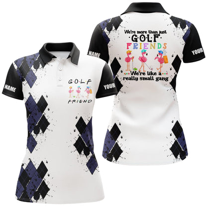 Golf Customized Name Women Polo Shirts, Golf Friends Flamingo, Personalized Golf Shirt Black - Perfect Gift For Golfers, Golf Lovers - Amzanimalsgift