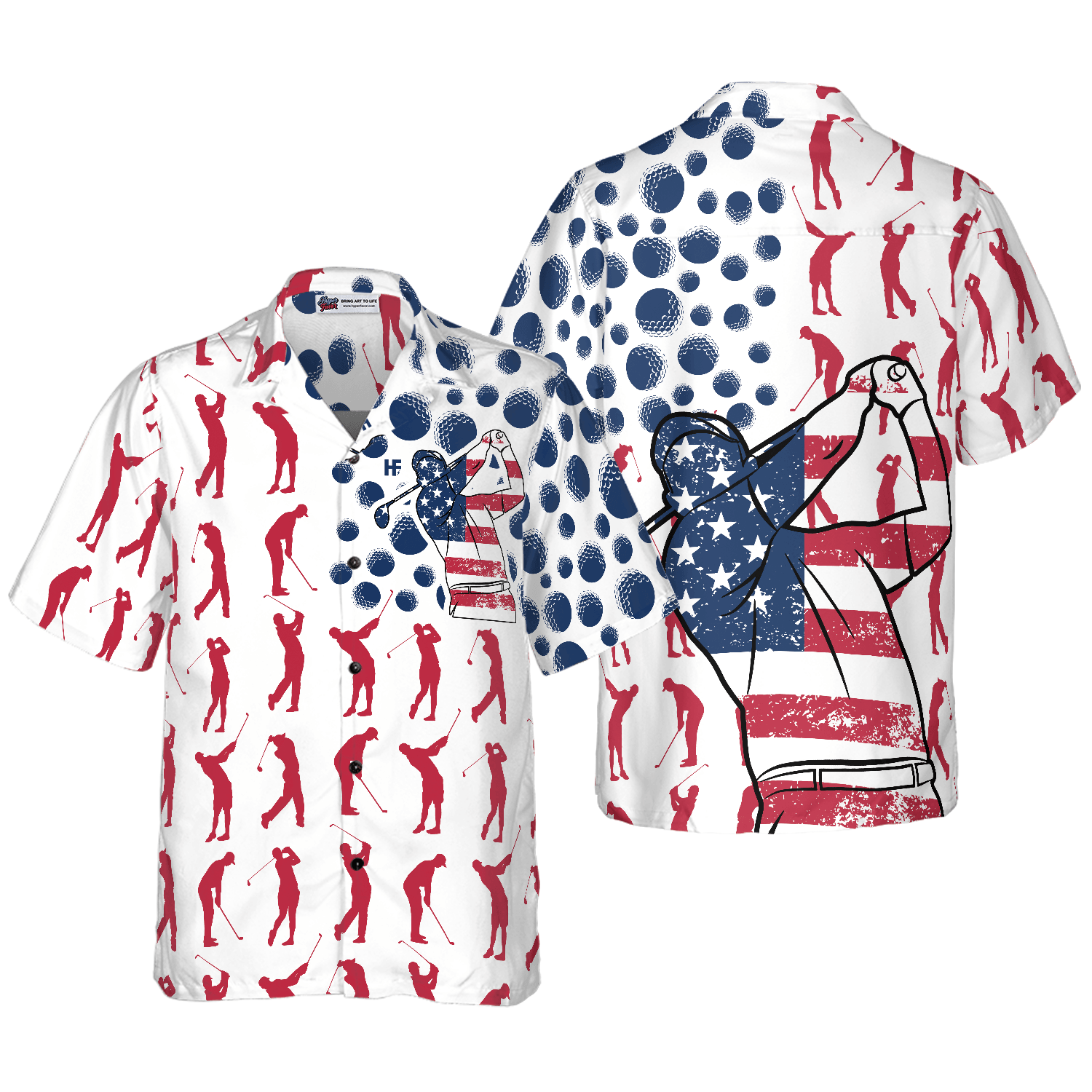 Golf Hawaiian Shirt American Flag Pose, Colorful Summer Aloha Hawaiian Shirt For Men Women, Gift For Friend, Family, Husband, Wife, Golf Lovers, Golfer - Amzanimalsgift