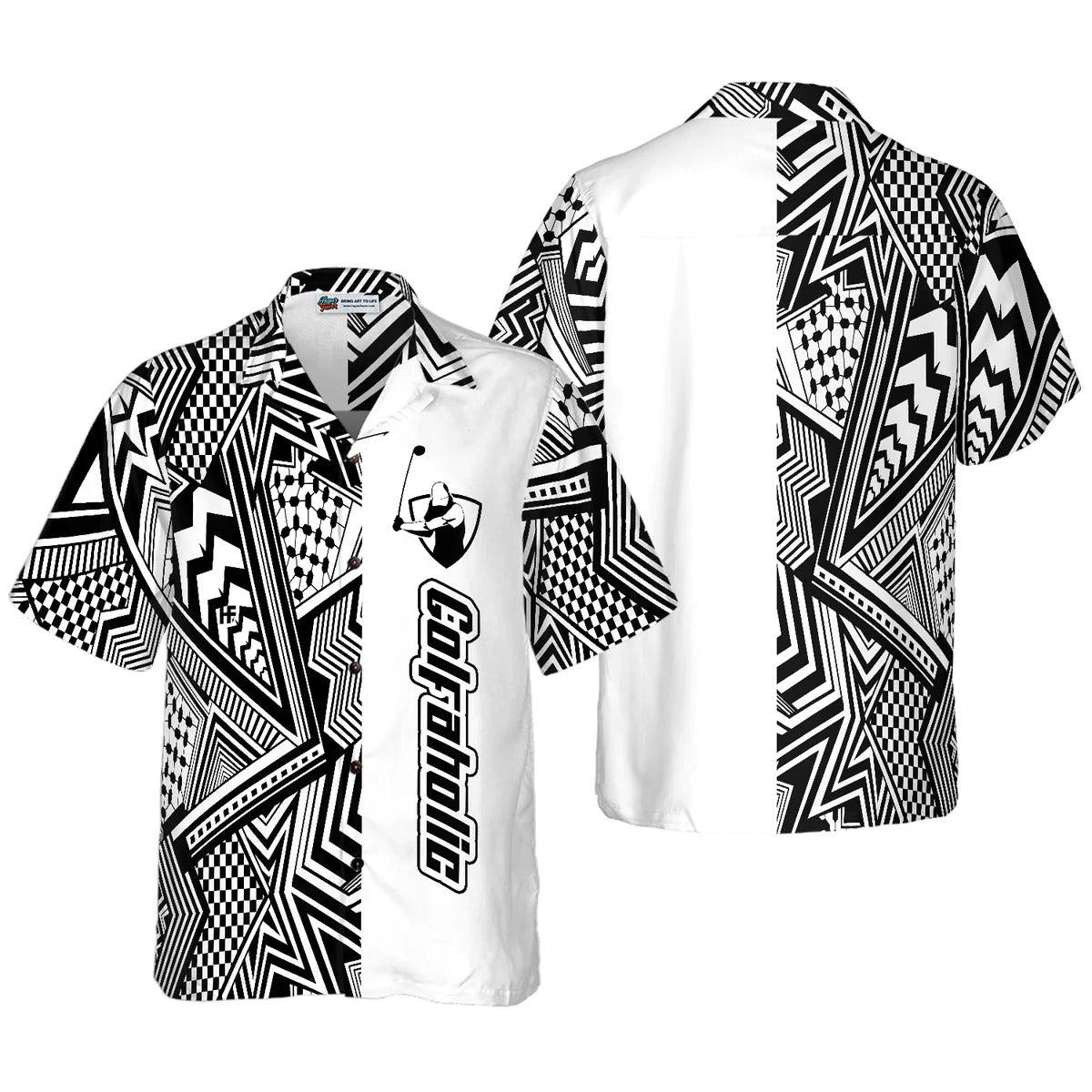 Golf Hawaiian Shirt, Black and White Modern Pattern Golfaholic Aloha Hawaiian Shirt - Perfect Gift For Men, Women, Golf Lover, Friend, Family - Amzanimalsgift