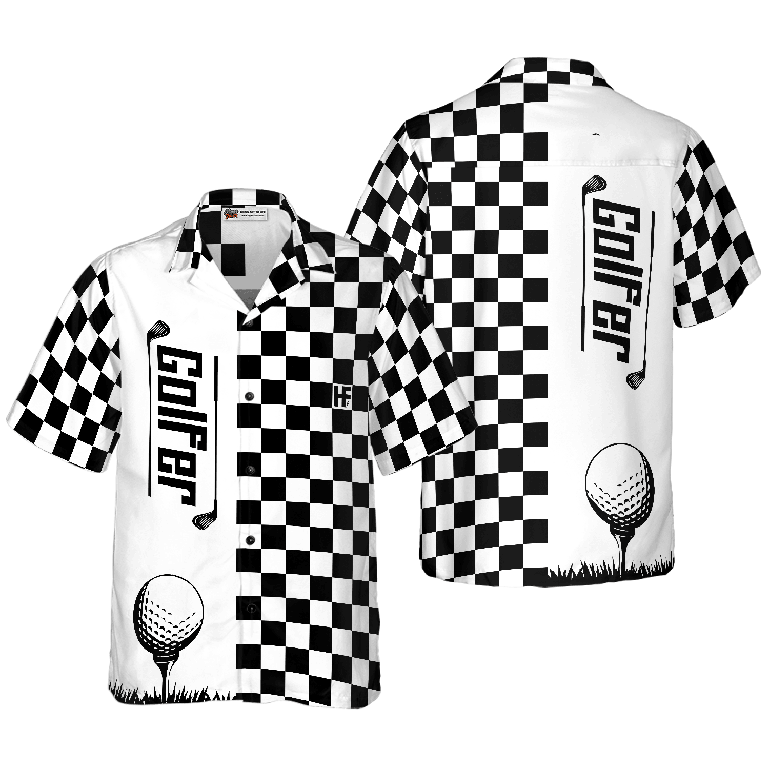 Golf Hawaiian Shirt, Checkerboard Style Golfer, Colorful Summer Aloha Hawaiian Shirt For Men Women, Gift For Friend, Golf Lover - Amzanimalsgift