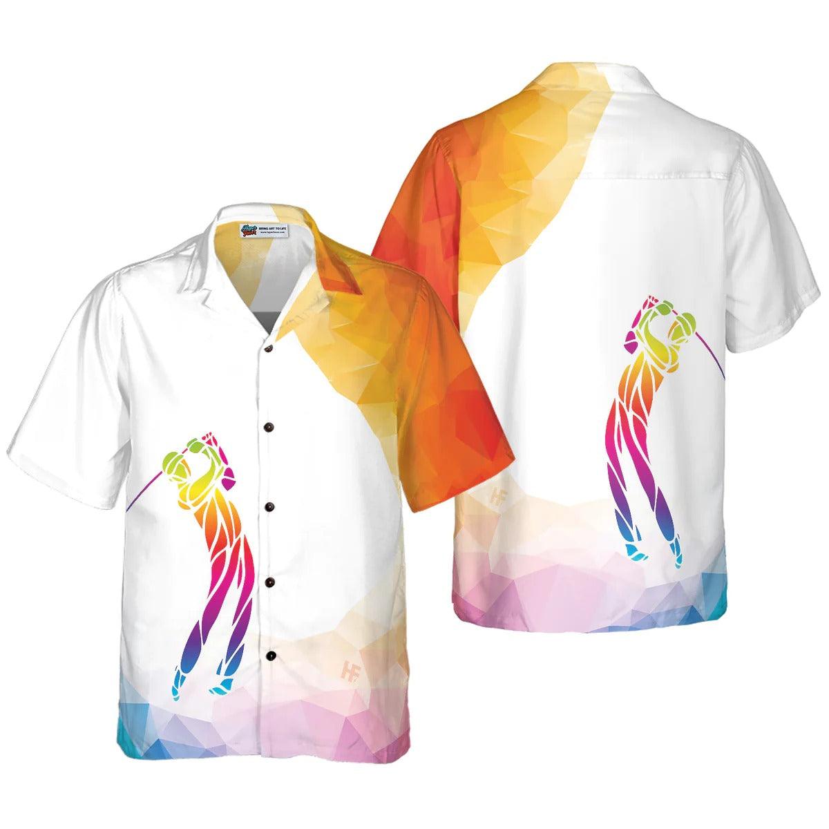 Golf Hawaiian Shirt, Creative Silhouette Of Golf Player Hawaiian Shirt, Summer Aloha Shirt - Perfect Gift For Men, Women, Husband, Friend, Family - Amzanimalsgift