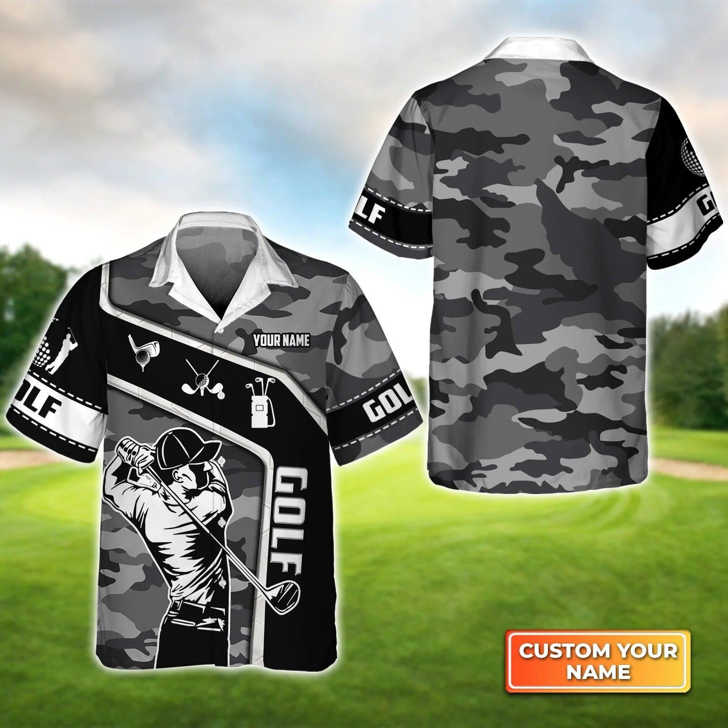 Golf Hawaiian Shirt Custom Name, Golfer Camo Pattern Personalized Aloha Hawaiian Shirt For Men Women - Perfect Gift For Husband, Friend, Golfer - Amzanimalsgift