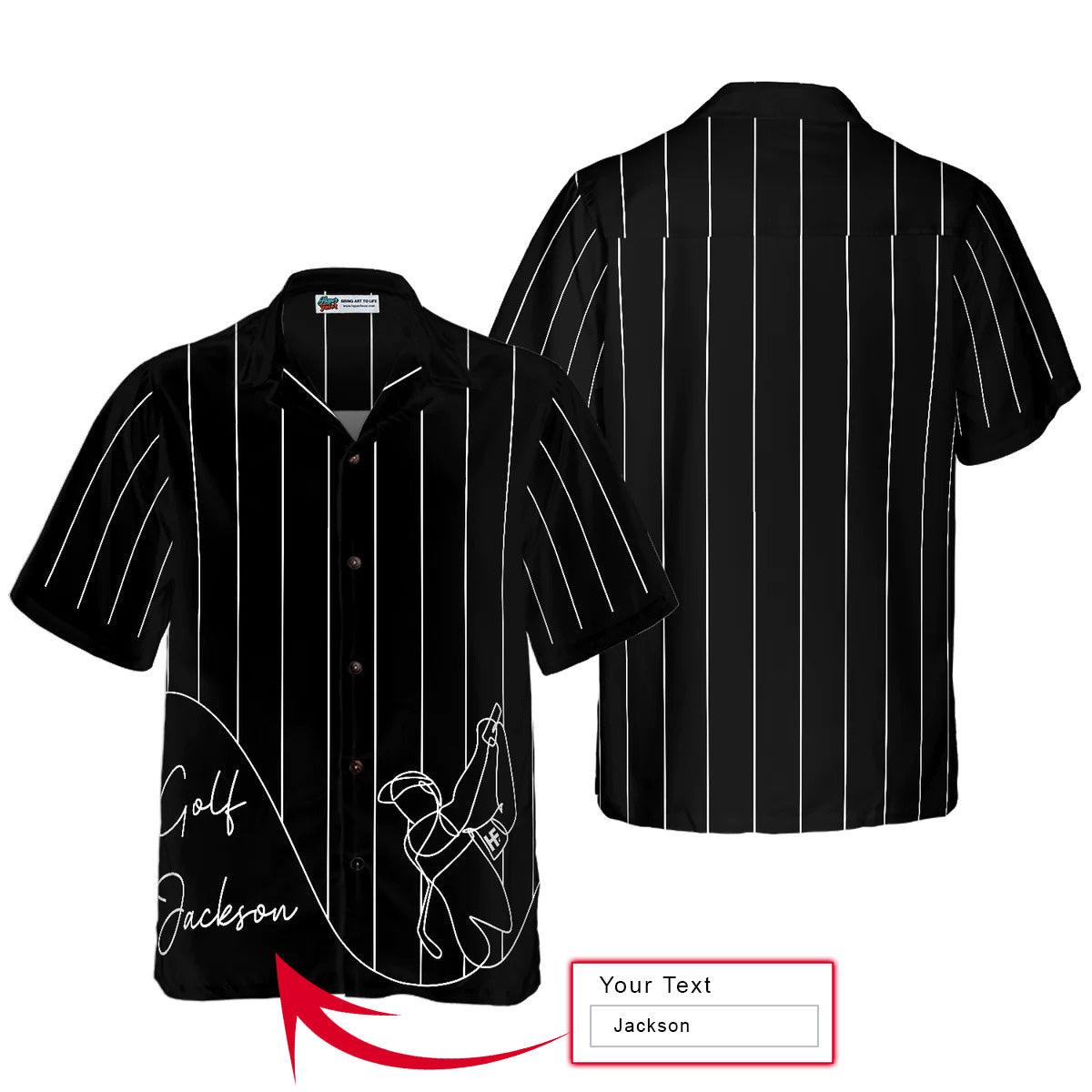 Golf Hawaiian Shirt Custom Name, One Line Drawing Golfer Personalized Aloha Hawaiian Shirt - Perfect Gift For Men, Women, Golf Lover, Friend, Family - Amzanimalsgift
