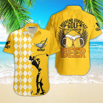 Golf Hawaiian Shirt, Funny Golf With Beer Aloha Hawaiian Shirts For Men and Women - Gift For Golfer, Friend, Family - Amzanimalsgift