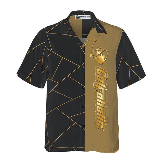 Golf Hawaiian Shirt, Golden Lines Golfaholic Aloha Shirt, Golf Aloha Hawaiian Shirt For Summer - Perfect Gift For Men, Women, Golf Lover, Friend - Amzanimalsgift
