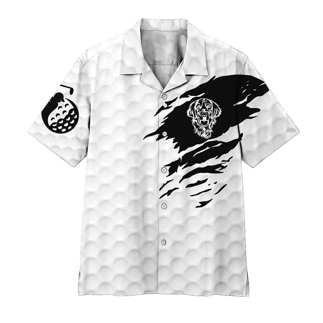 Golf Hawaiian Shirt, Golden Retriever Golf White Aloha Hawaiian Shirts For Men and Women - Gift For Dog Lovers, Golfer, Friend, Family - Amzanimalsgift