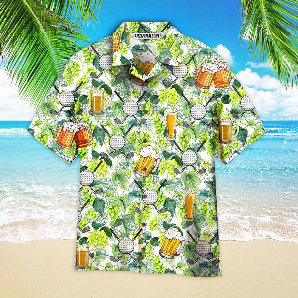 Golf Hawaiian Shirt, Golf And Beer Aloha Hawaiian Shirts For Men and Women - Gift For Friend, Family, Golfer - Amzanimalsgift