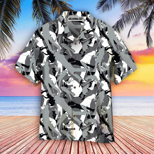 Golf Hawaiian Shirt, Golf Camouflage Grey Aloha Hawaiian Shirts For Men and Women - Gift For Friend, Family, Golfer - Amzanimalsgift