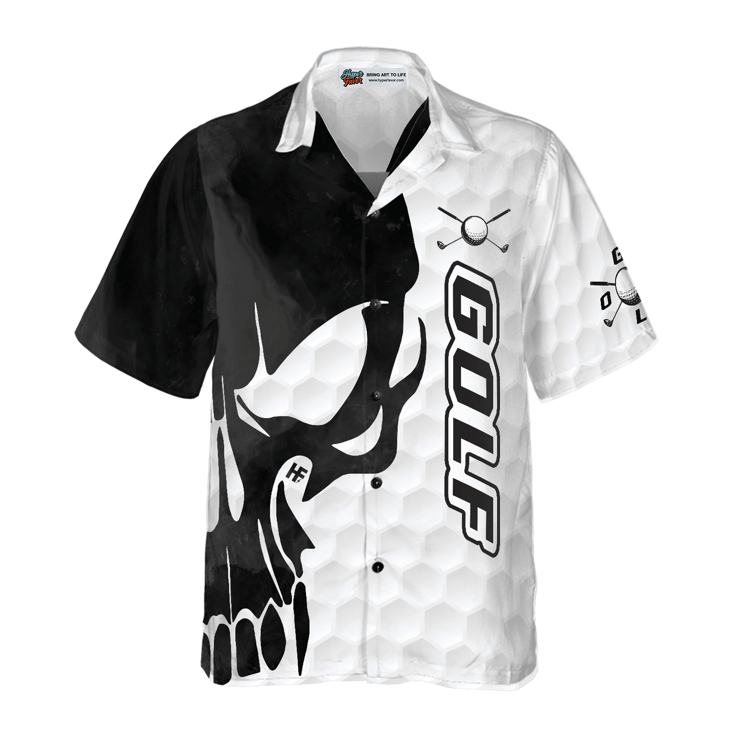 Golf Hawaiian Shirt, Golf Texture And Black Skull, Colorful Summer Aloha Hawaiian Shirt For Men Women, Perfect Gift For Friend, Golf Lovers, Golfers - Amzanimalsgift