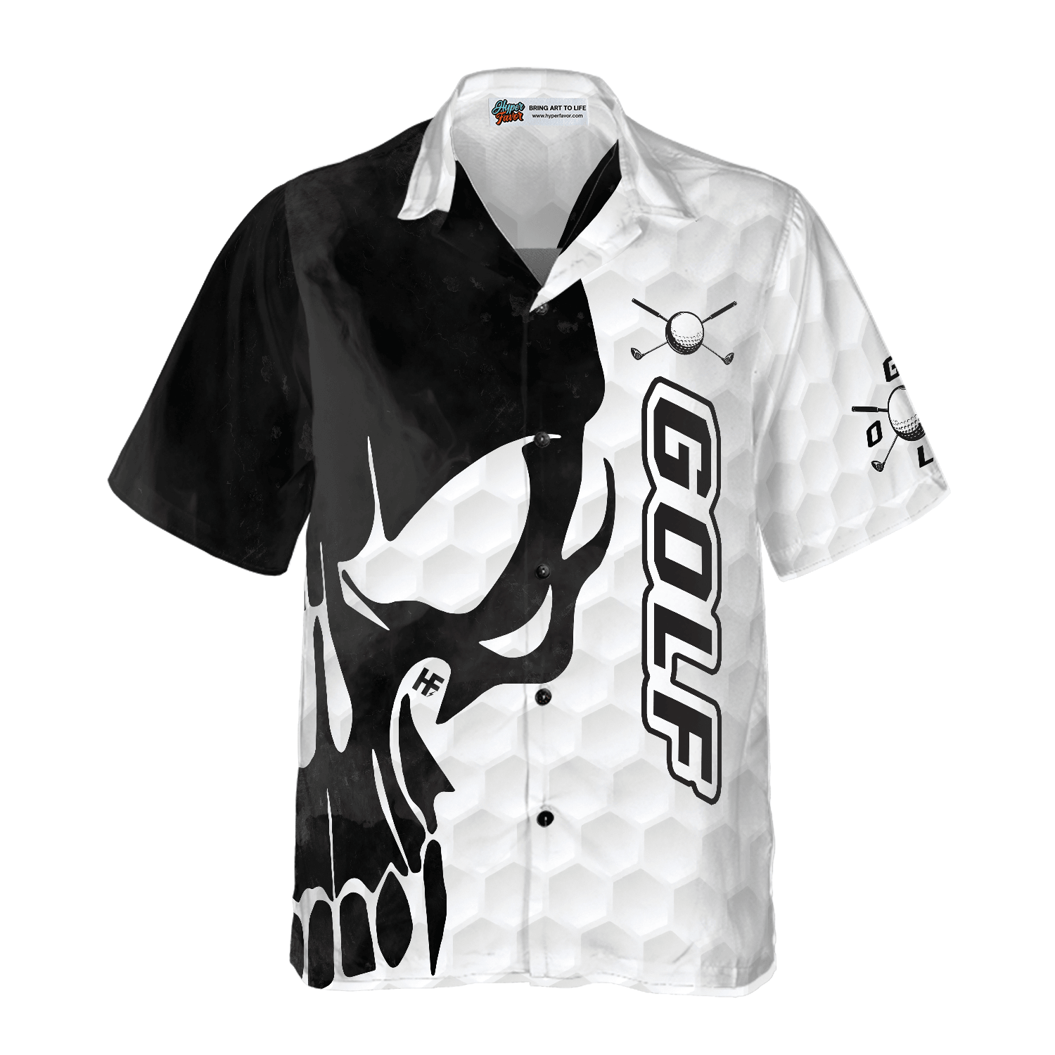 Golf Hawaiian Shirt, Golf Texture And Black Skull, Colorful Summer Aloha Hawaiian Shirt For Men Women, Perfect Gift For Friend, Golf Lovers, Golfers - Amzanimalsgift