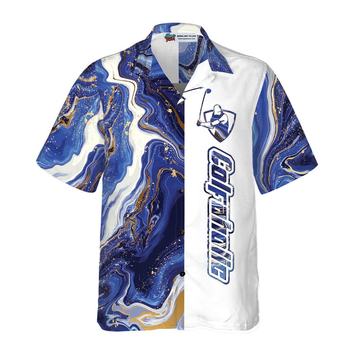Golf Hawaiian Shirt, Golfaholic And Blue Marble Hawaiian Shirt, Blue Marble Aloha Shirt - Perfect Gift For Men, Women, Golf Lover, Friend, Family - Amzanimalsgift