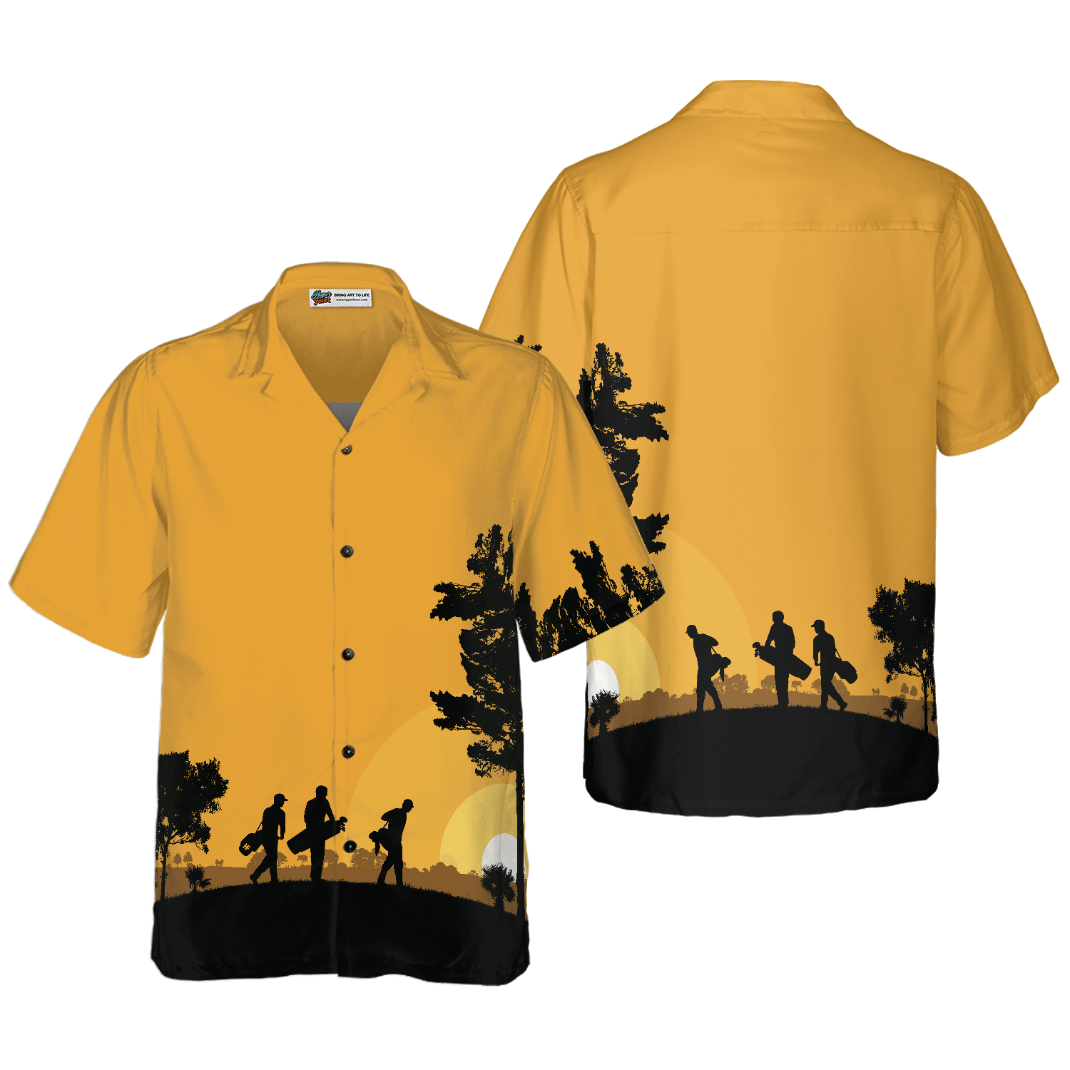 Golf Hawaiian Shirt, Golfers At Dusk, Colorful Summer Aloha Hawaiian Shirt For Men Women, Perfect Gift For Family, Husband, Wife, Golf Lovers, Golfers - Amzanimalsgift