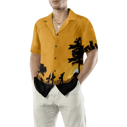 Golf Hawaiian Shirt, Golfers At Dusk, Colorful Summer Aloha Hawaiian Shirt For Men Women, Perfect Gift For Family, Husband, Wife, Golf Lovers, Golfers - Amzanimalsgift