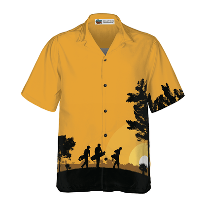 Golf Hawaiian Shirt, Golfers At Dusk, Colorful Summer Aloha Hawaiian Shirt For Men Women, Perfect Gift For Family, Husband, Wife, Golf Lovers, Golfers - Amzanimalsgift