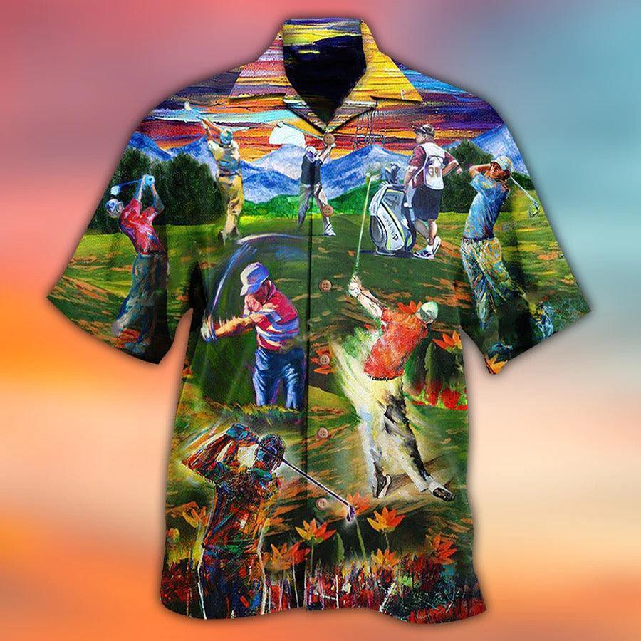 Golf Hawaiian Shirt - Life Is Short Swing Hard, Golf Swing Hawaiian Shirt - Perfect Gift For Men, Golfers, Golf Lovers - Amzanimalsgift
