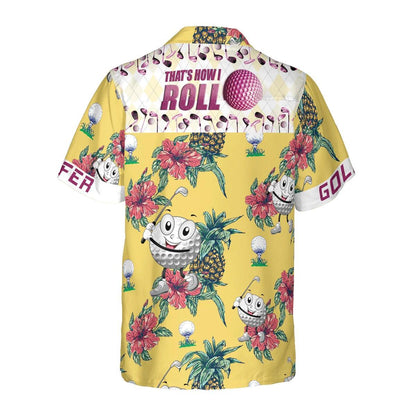 Golf Hawaiian Shirt, Pineapple Pattern Golf Aloha Shirt - Perfect Gift For Men, Women, Husband, Wife, Friend, Family - Amzanimalsgift