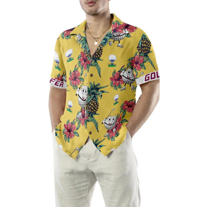 Golf Hawaiian Shirt, Pineapple Pattern Golf Aloha Shirt - Perfect Gift For Men, Women, Husband, Wife, Friend, Family - Amzanimalsgift