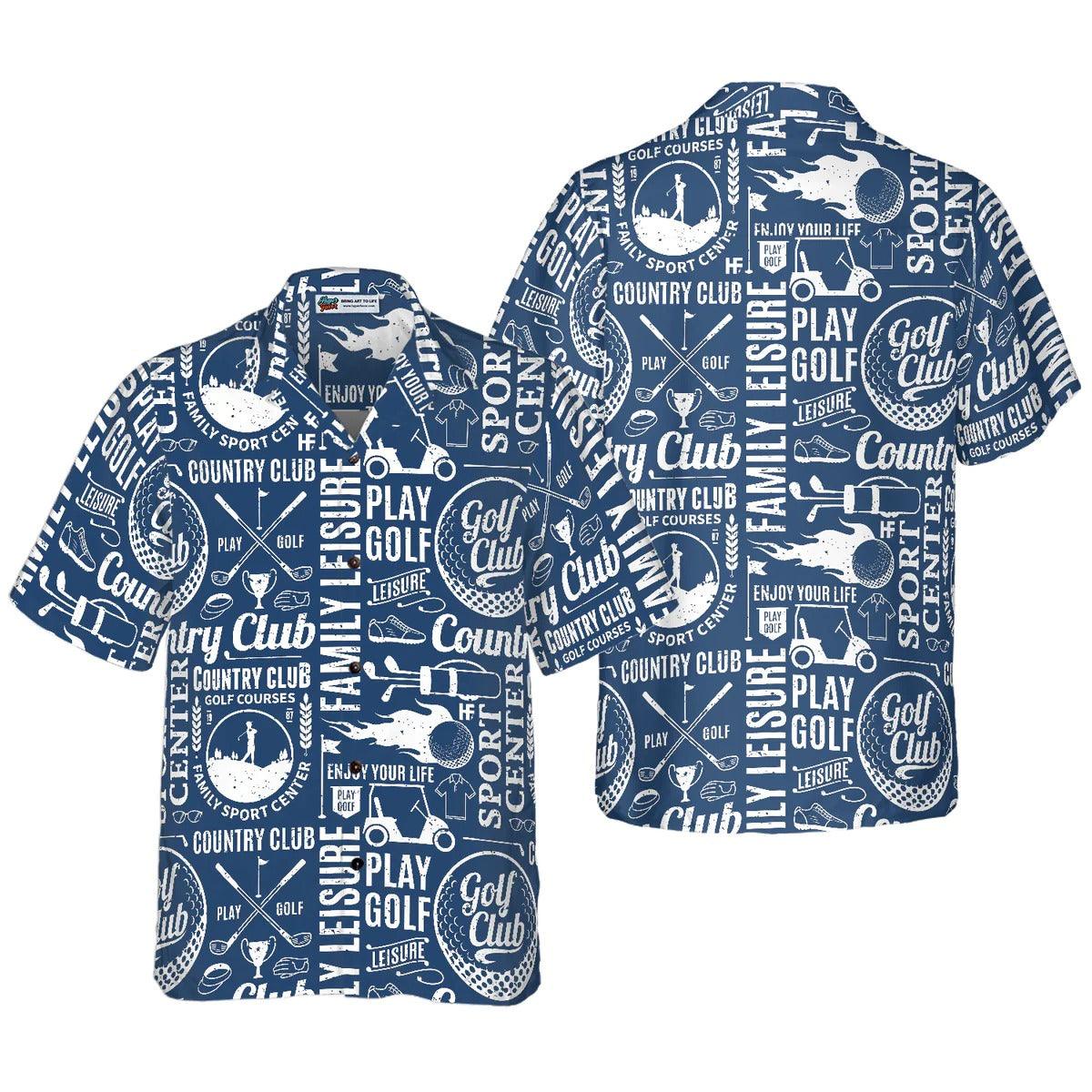 Golf Hawaiian Shirt, Retro Styled Typographic Golf Seamless Pattern Hawaiian Shirt, Summer Aloha Shirt - Perfect Gift For Men, Women, Friend, Family - Amzanimalsgift