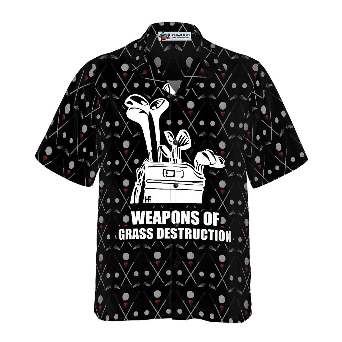 Golf Hawaiian Shirt, Weapon Of Grass Destruction Hawaiian Shirt, Golf Pattern Aloha Shirt - Perfect Gift For Men, Women, Golf Lover, Friend, Family - Amzanimalsgift