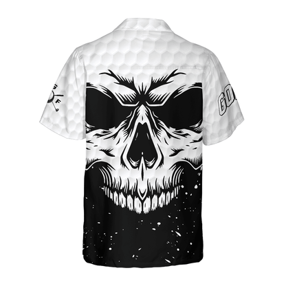Golf Hawaiian Shirt White Skull, Colorful Summer Aloha Hawaiian Shirt For Men Women, Gift For Friend, Family, Husband, Wife, Golf Lovers, Golfers - Amzanimalsgift