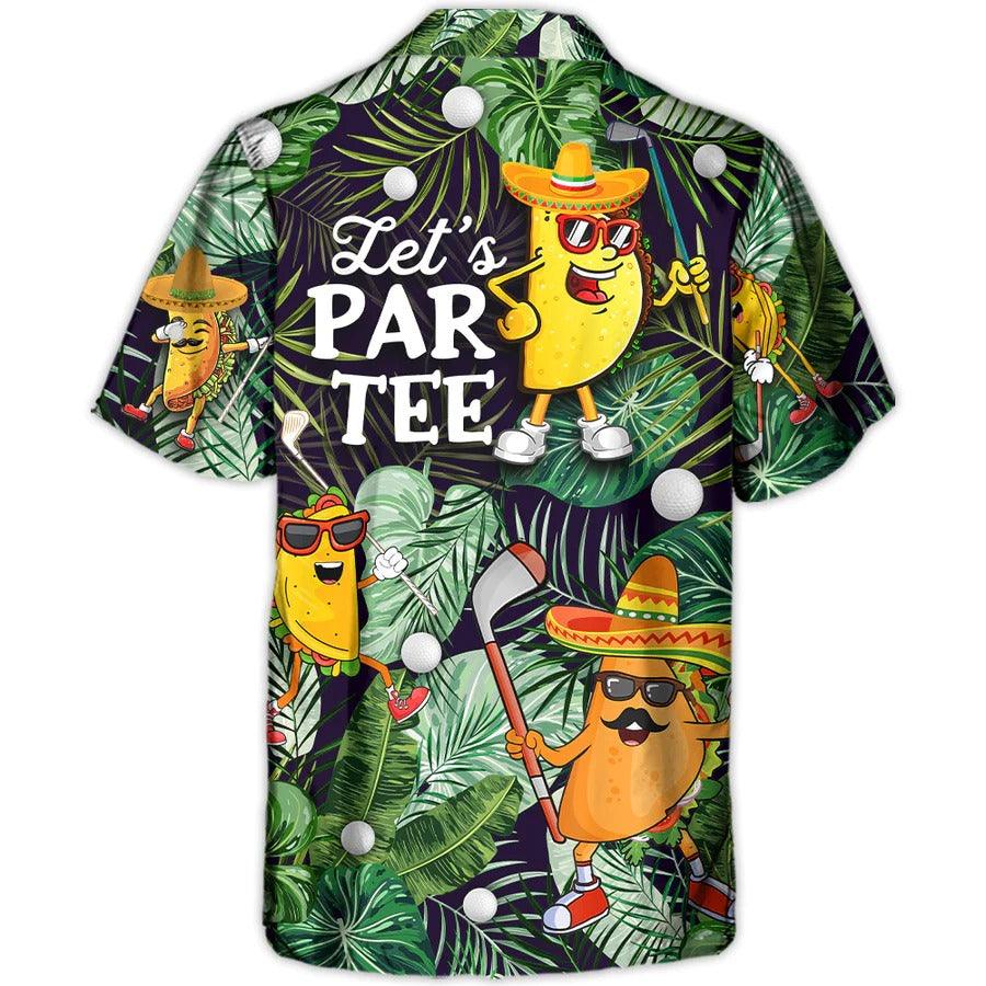 Golf Hawaiian Shirts - Funny Taco Playing Golf Aloha Shirt For Summer, Let's Par Tee Tropical Leaves Hawaiian Shirt - Perfect Gift For Men, Golf Lovers, Golfers - Amzanimalsgift