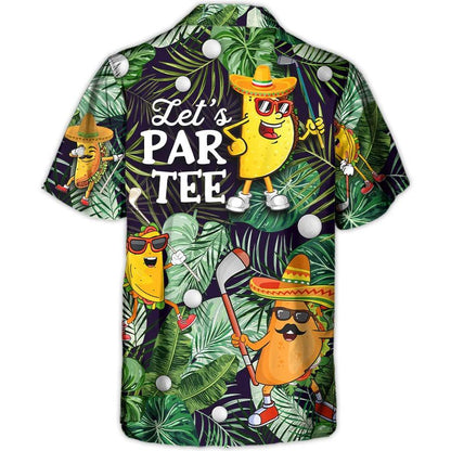 Golf Hawaiian Shirts - Funny Taco Playing Golf Aloha Shirt For Summer, Let's Par Tee Tropical Leaves Hawaiian Shirt - Perfect Gift For Men, Golf Lovers, Golfers - Amzanimalsgift