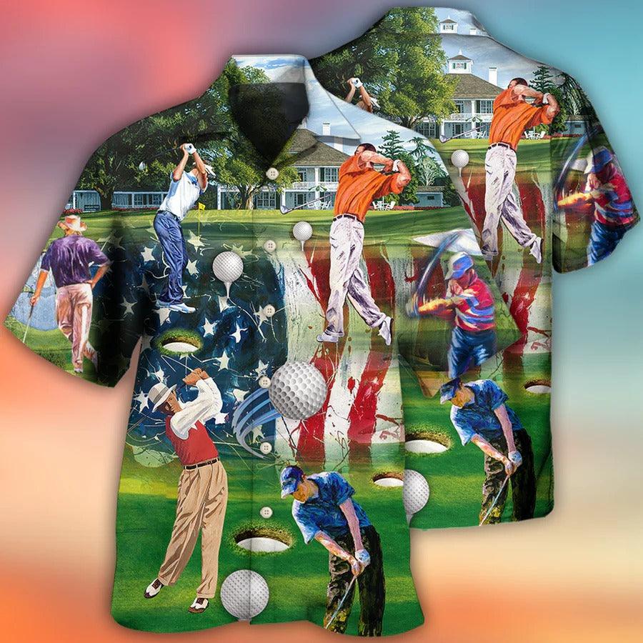 Golf Hawaiian Shirts - Independence Day American Flag Hawaiian Shirt - Perfect Gift For Men, Golfers, Happy 4th Of July - Amzanimalsgift
