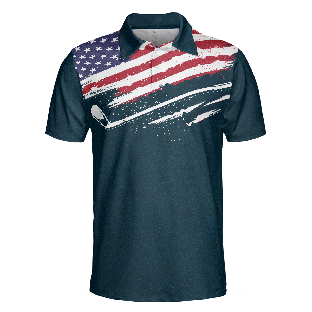 Golf Men Polo Shirt, American Flag, Eat Sleep Golf Repeat Polo Shirt, Dark Navy Golf Shirt For Men - Gift For Golfers, Golf Lovers - Amzanimalsgift