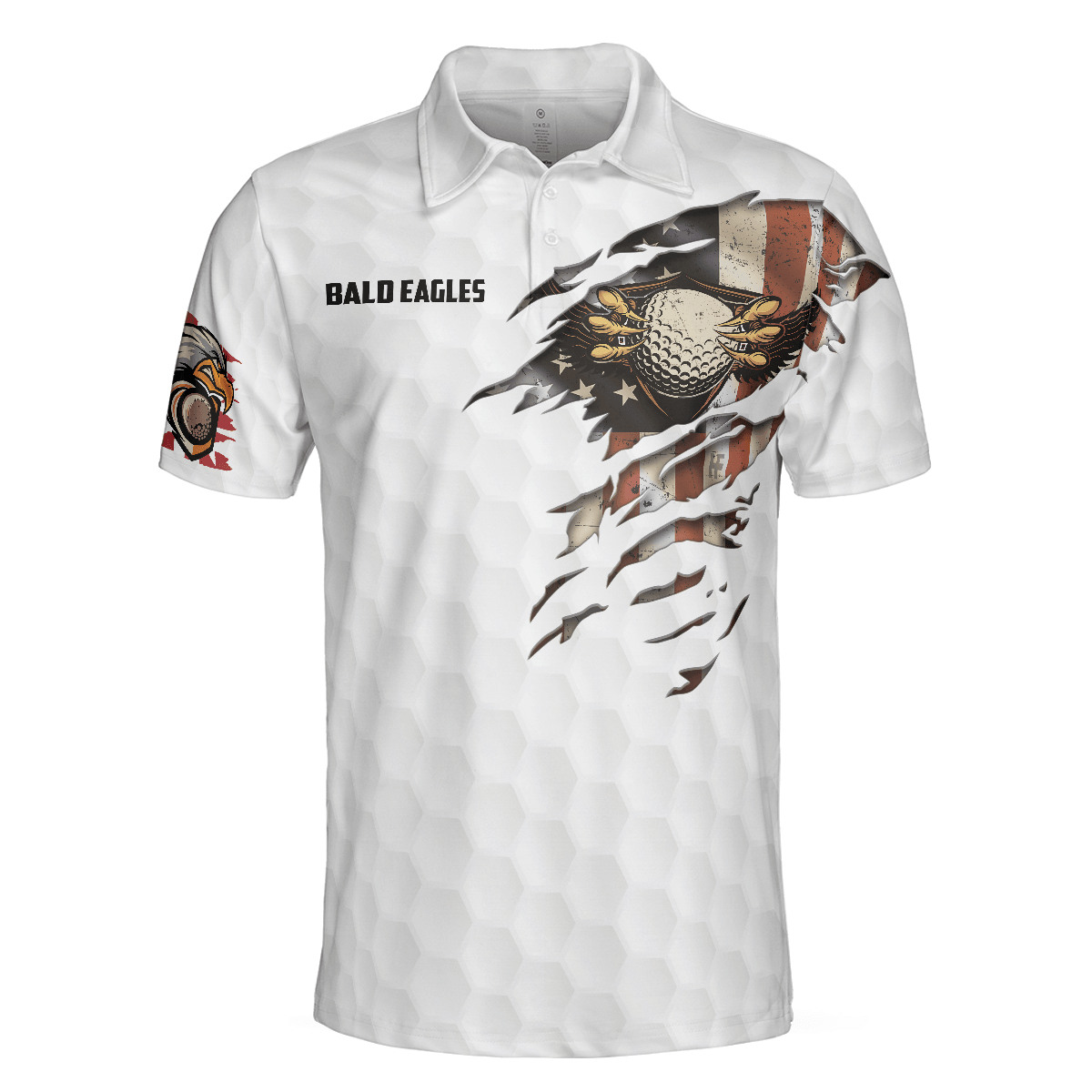 Golf Men Polo Shirt, American Flag, Golf Ball Texture Men Polo Shirt, Bald Eagles American Golf Polo Shirt For Men - Gift For Golf Lovers, Golfers - Amzanimalsgift