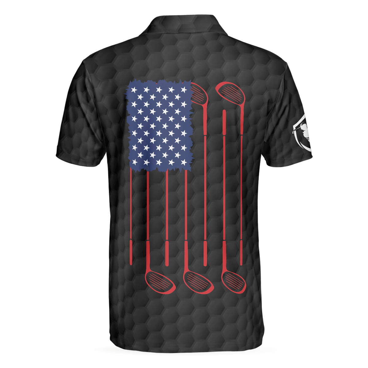 Golf Men Polo Shirt, American Flag Golfer Black Version, Golf Ball Pattern Polo Shirt For Men - Gift For Golfers, Golf Lovers - Amzanimalsgift
