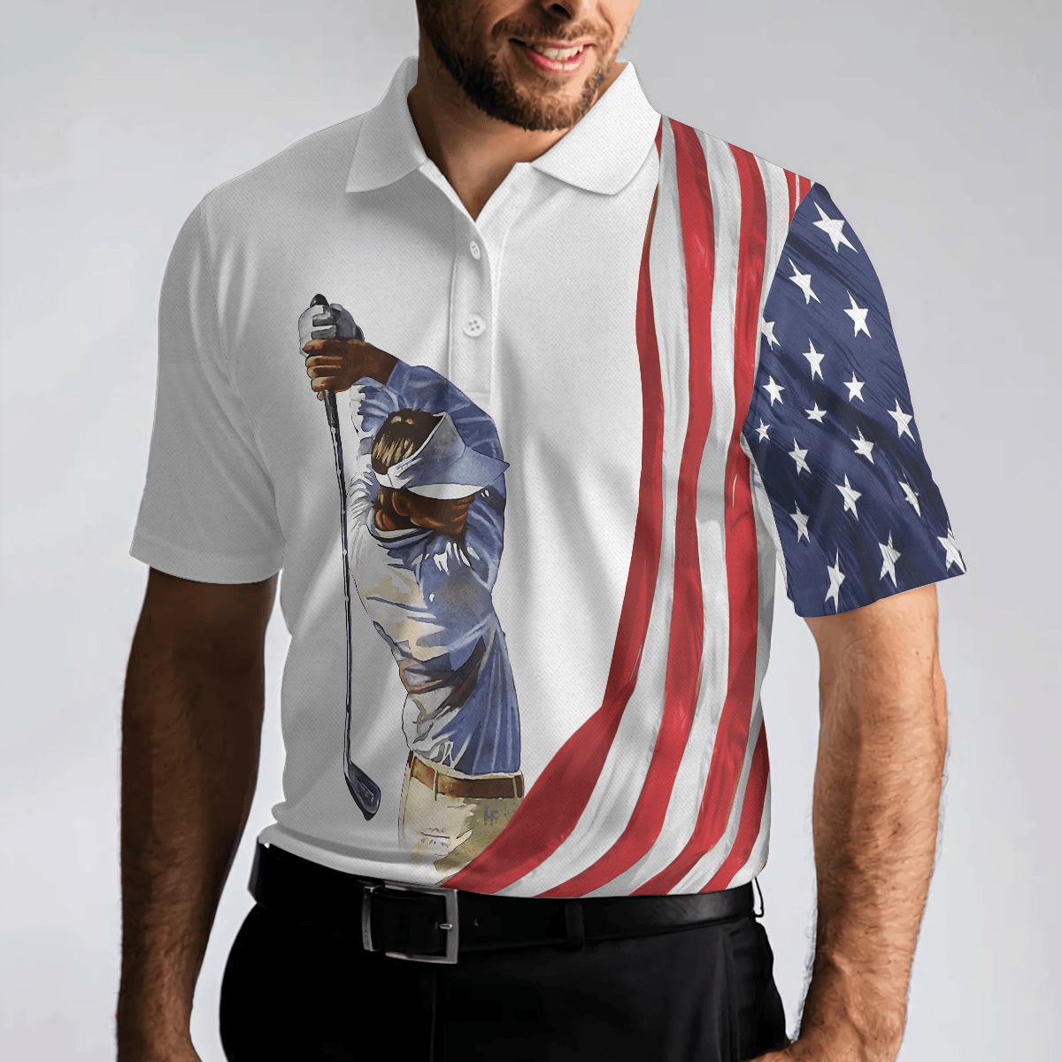 Golf Men Polo Shirt, American Flag, Patriotic Golf Shirt For Men - Best Gift For American Lovers, Golf Lovers, Golfers - Amzanimalsgift